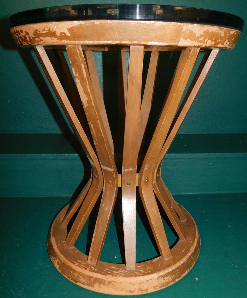 MCM Bent Wood Glass Top Stand (1 of 3)