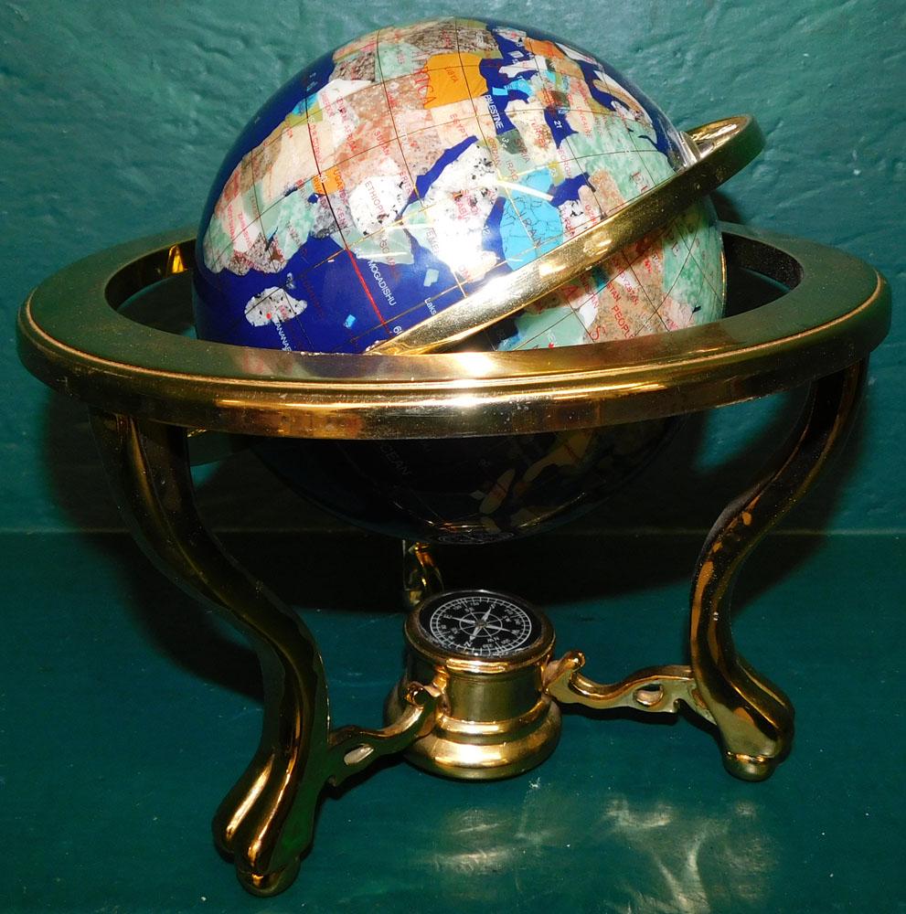 Lapis Gemstone Desk Top World globe w/ Compass (1 of 3)