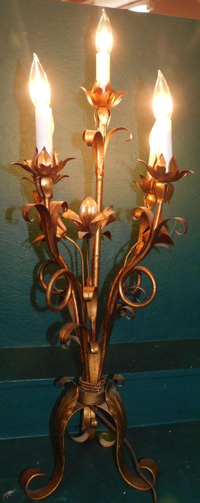 Gilded Metal Candelabra Lamp (1 of 5)