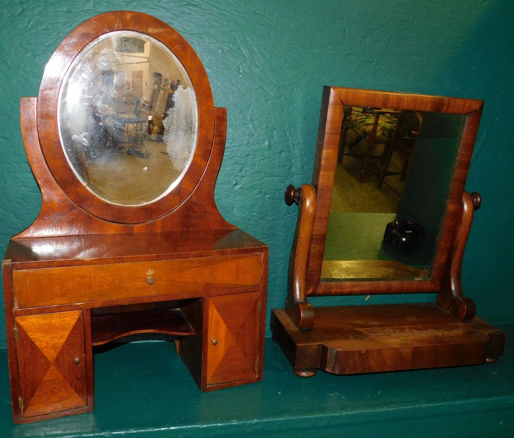 19th C Empire Shaving Mirror & French Miniature Dresser (1 of 1)