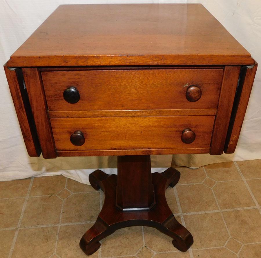 Mahogany 2 Drawer Drop Leaf Night Stand (1 of 4)