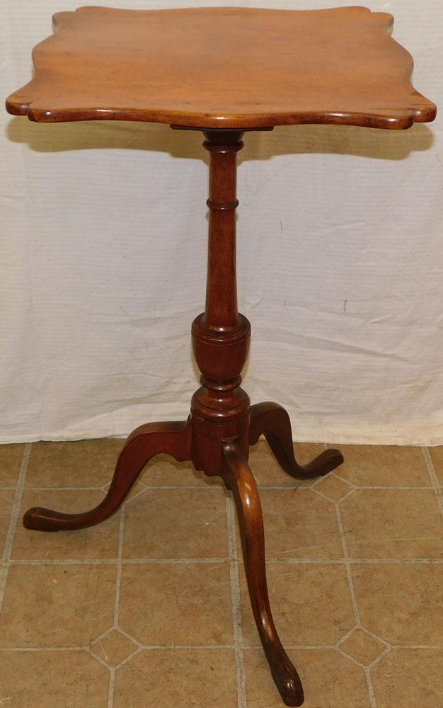 19th C Birch Shaped Top Candlestand (1 of 3)