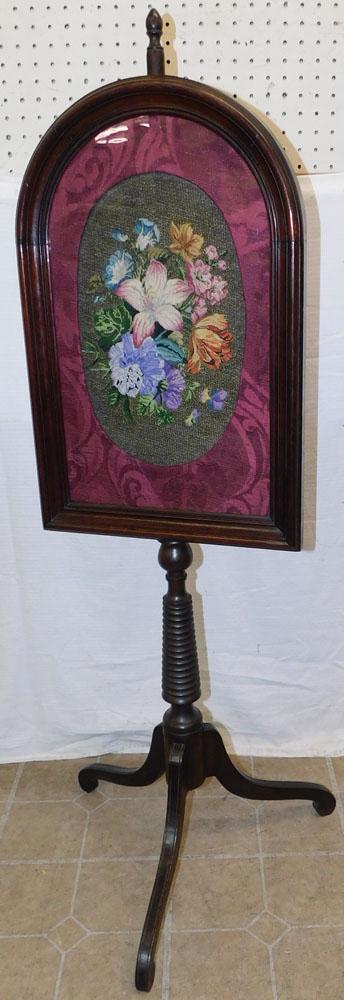 Walnut Victorian Needlepoint Fire Screen (1 of 3)