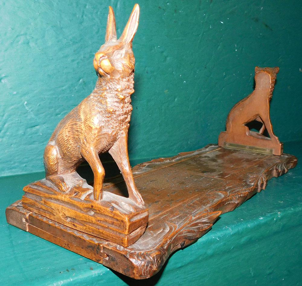 Carved Walnut Black Forest Collapsible Figural Book Stand (1 of 5)