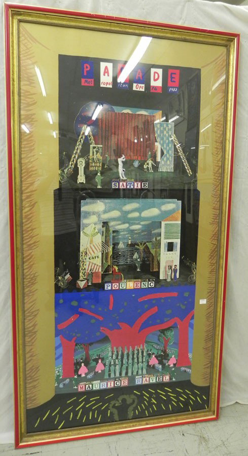 Poster "Ravel" by David Hockney (Limited Edition): Framed poster "Ravel" for the Metropolitan Opera 1981 (45" wide, 84" high) by David Hockney (Limited Edition)