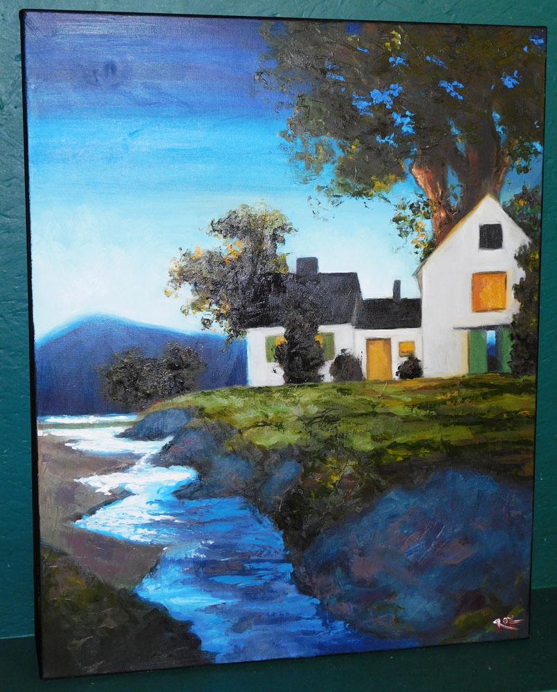 Modern Oil on Canvas - Copy of Maxfield Parrish, "Twilight" - 1937 (1 of 4)