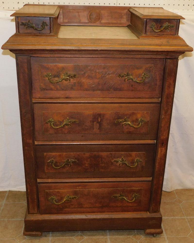 Victorian Walnut Marble Top Lock Side Chest (1 of 6)