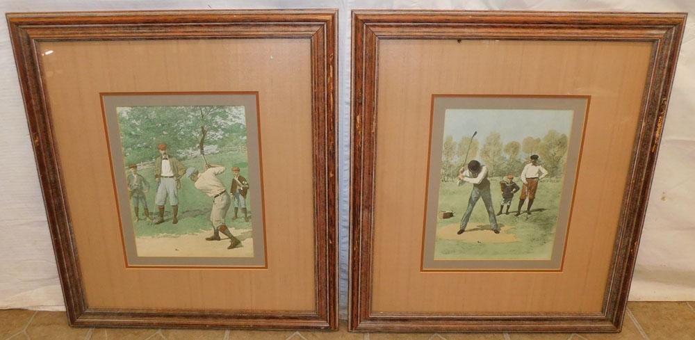 2 Framed Prints of Golfers: 2 Framed Prints of Golfers. 24" x 26 3/4"