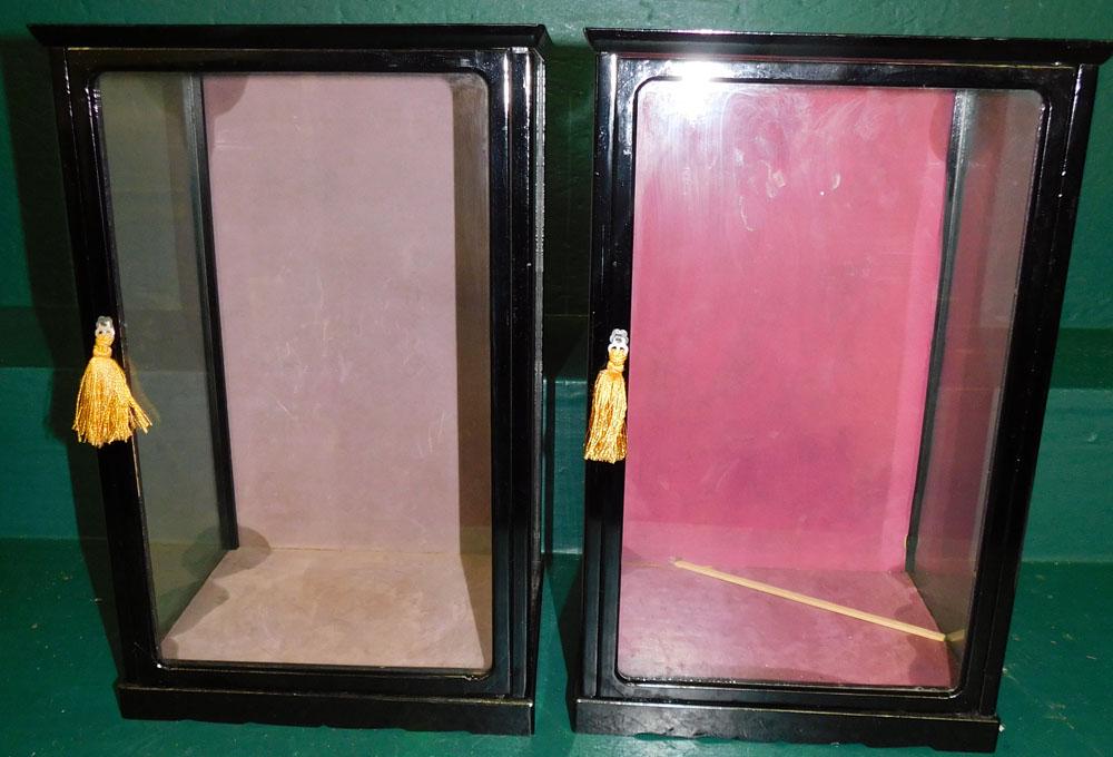 2 Black Lacquered & Glass Table Top Display Cabinets (1 of 2)