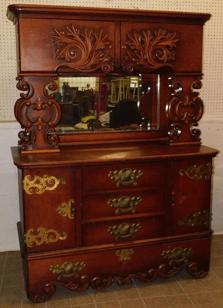Ornate Carved Oak Sideboard: Ornate Carved Oak Sideboard . 54 1/2" W 24" D 73" H