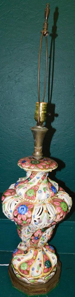 Painted Porcelain Capodimonte Lamp (1 of 2)