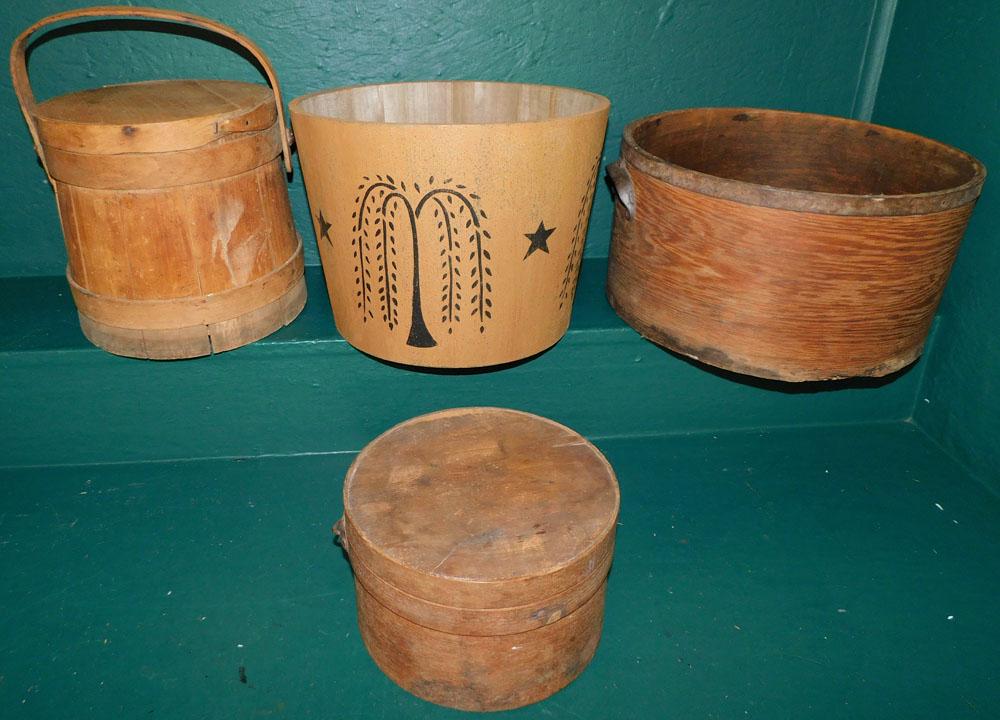 Antique Sugar Bucket, Antique Measure, & Painted Jardiniere (1 of 4)