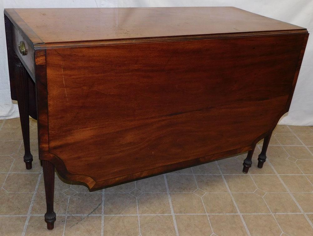 19th C Mahogany Banded Top Drop-Leaf Table (1 of 4)