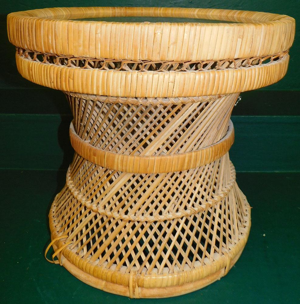 Rattan Glass Top End Table (1 of 3)