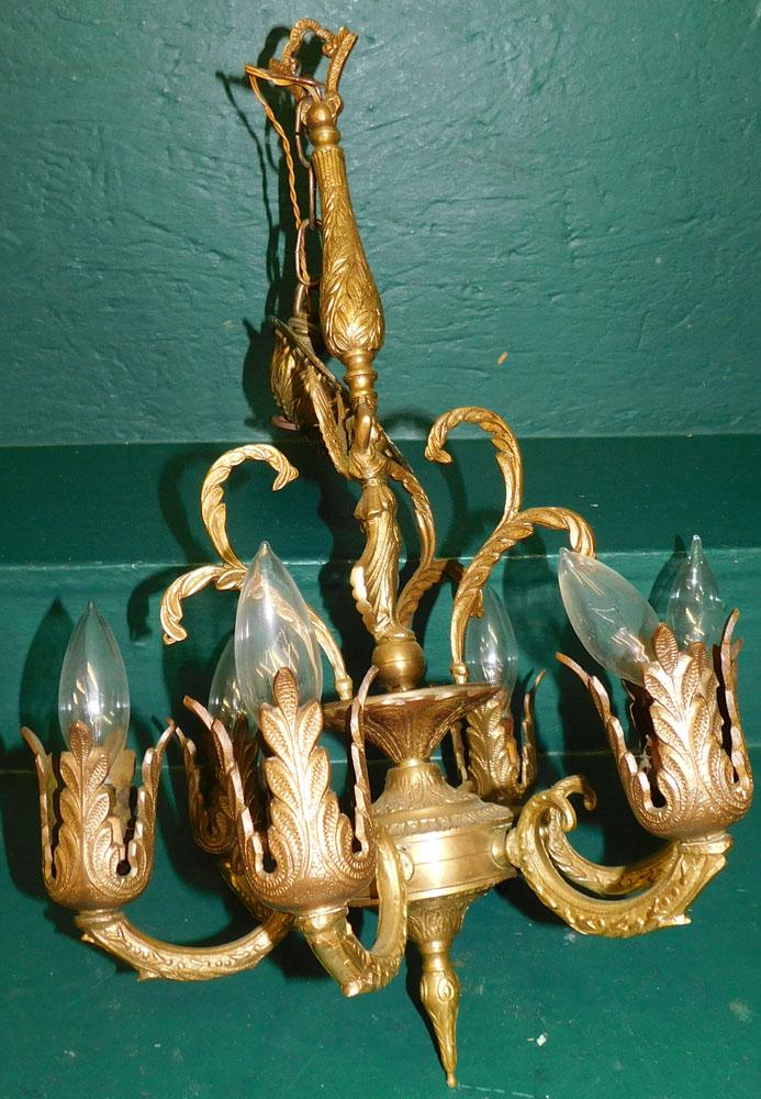 6 Light French Brass Chandelier (1 of 3)