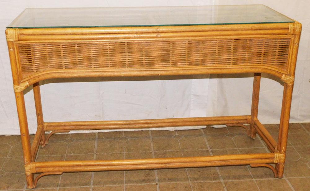 Rattan Glass Top Sofa Table (1 of 2)