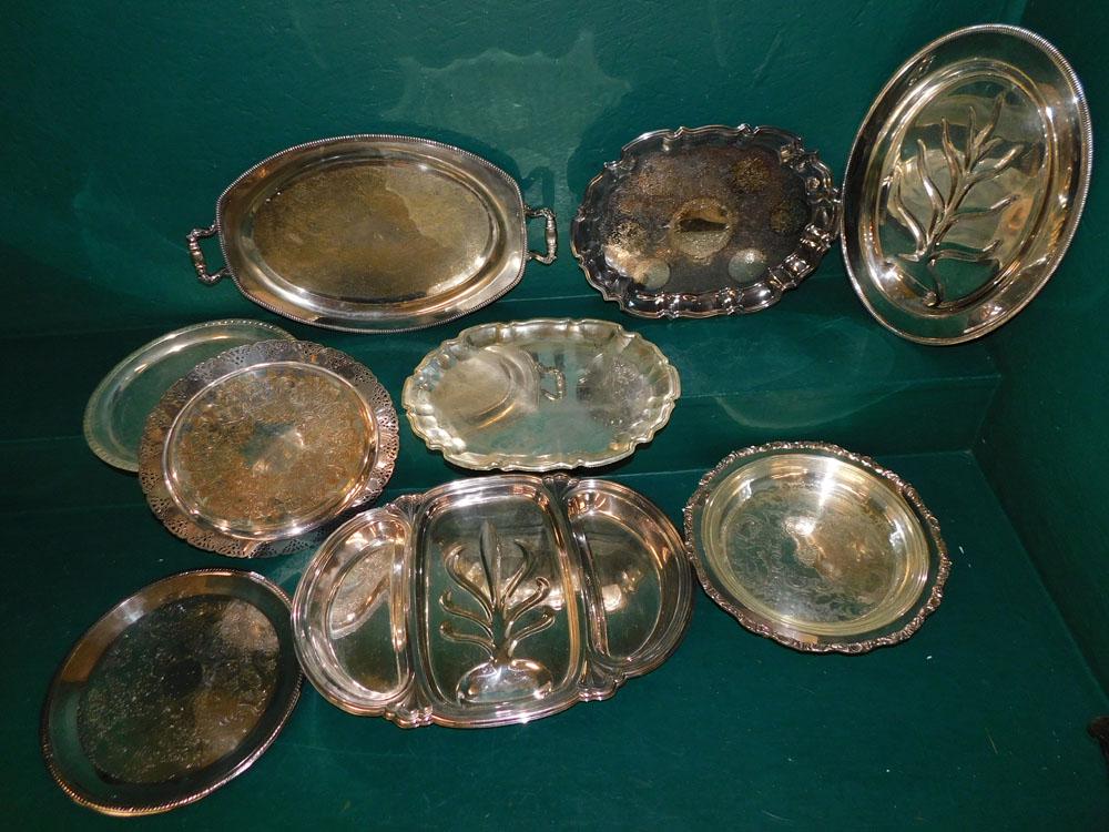 Lot of Silverplated Trays: Lot of Silverplated Trays .