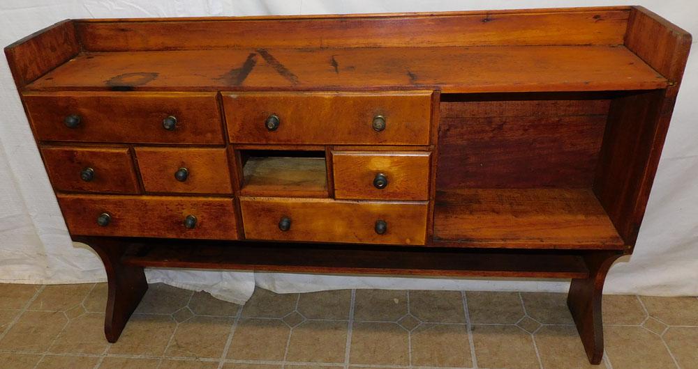 Antique Bucket Bench with 7 Drawers, (One Drawer Missing) (1 of 3)