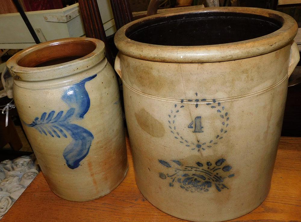 2 Blue Decorated Stoneware Crocks (1 of 5)