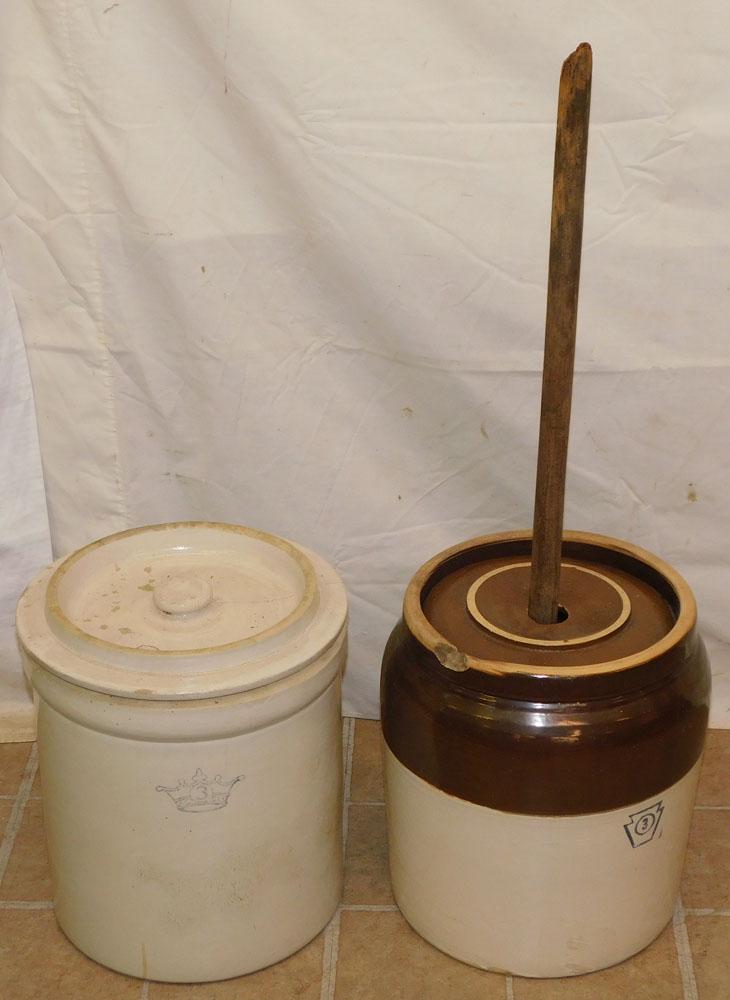 Stoneware Butter Churn & Stoneware Crock (1 of 4)