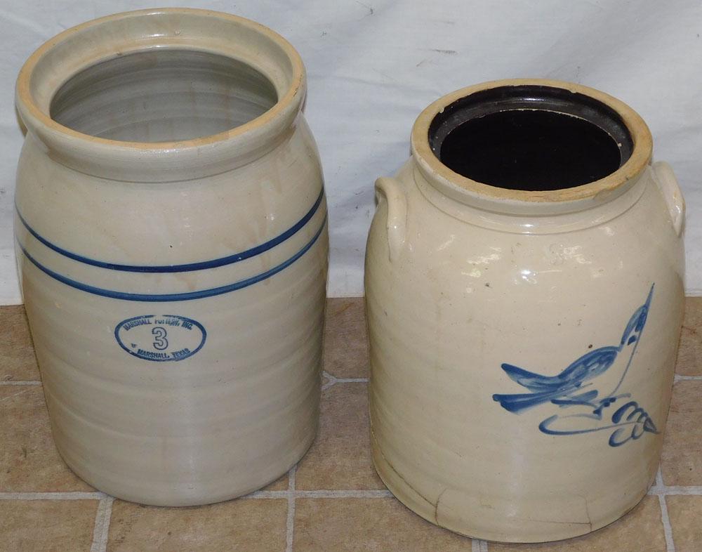 2 Blue Decorated Stoneware Crocks (1 of 2)