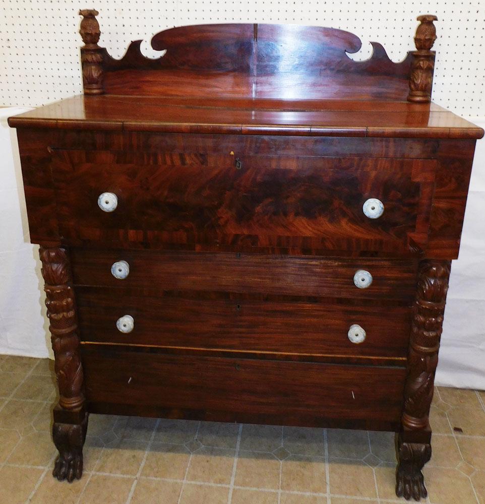 19th C Carved Mahogany 4 Drawer Chest (1 of 7)