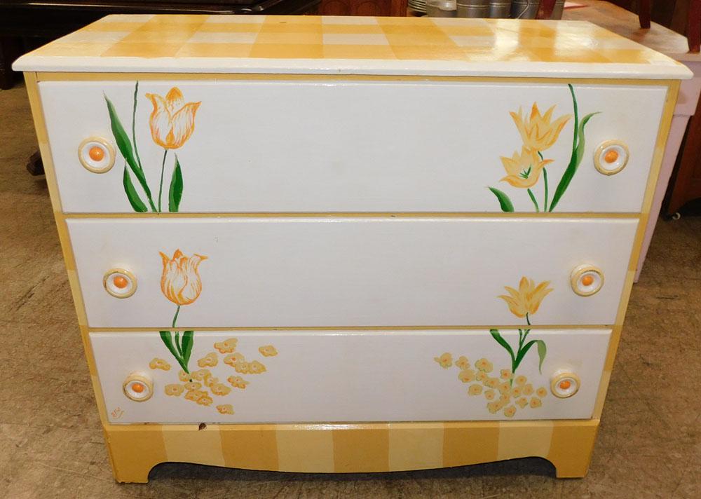 Paint Decorated 3 Drawer Chest (1 of 4)
