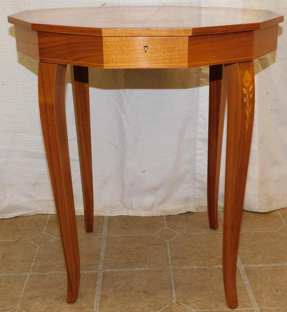 Walnut Inlaid Lift Top Tea Table (1 of 5)