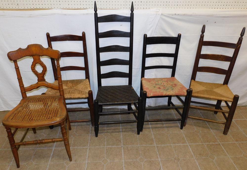 Lot of Antique Ladder Back Chairs (1 of 3)