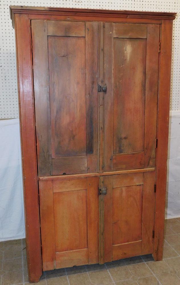 Antique Red Washed Pine Cupboard (1 of 4)