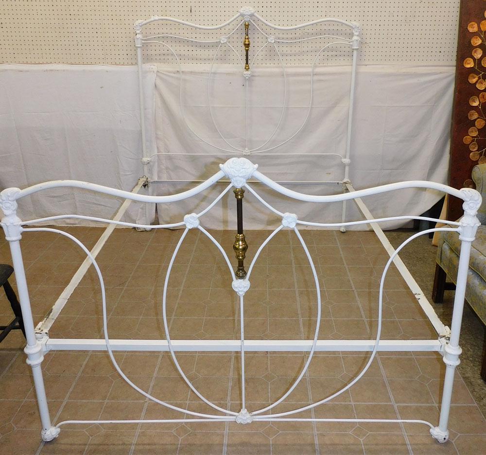 Antique Painted Iron Double Bed (1 of 3)