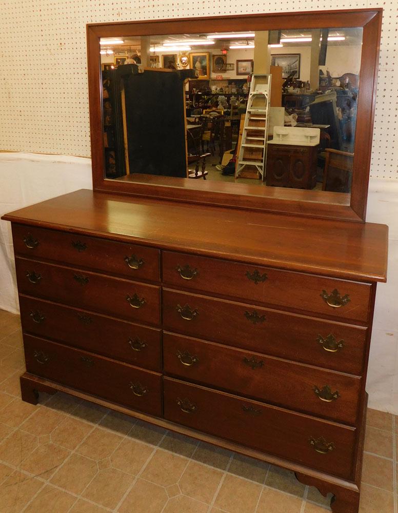 Walnut 8 Drawer Dresser with Mirror (1 of 4)