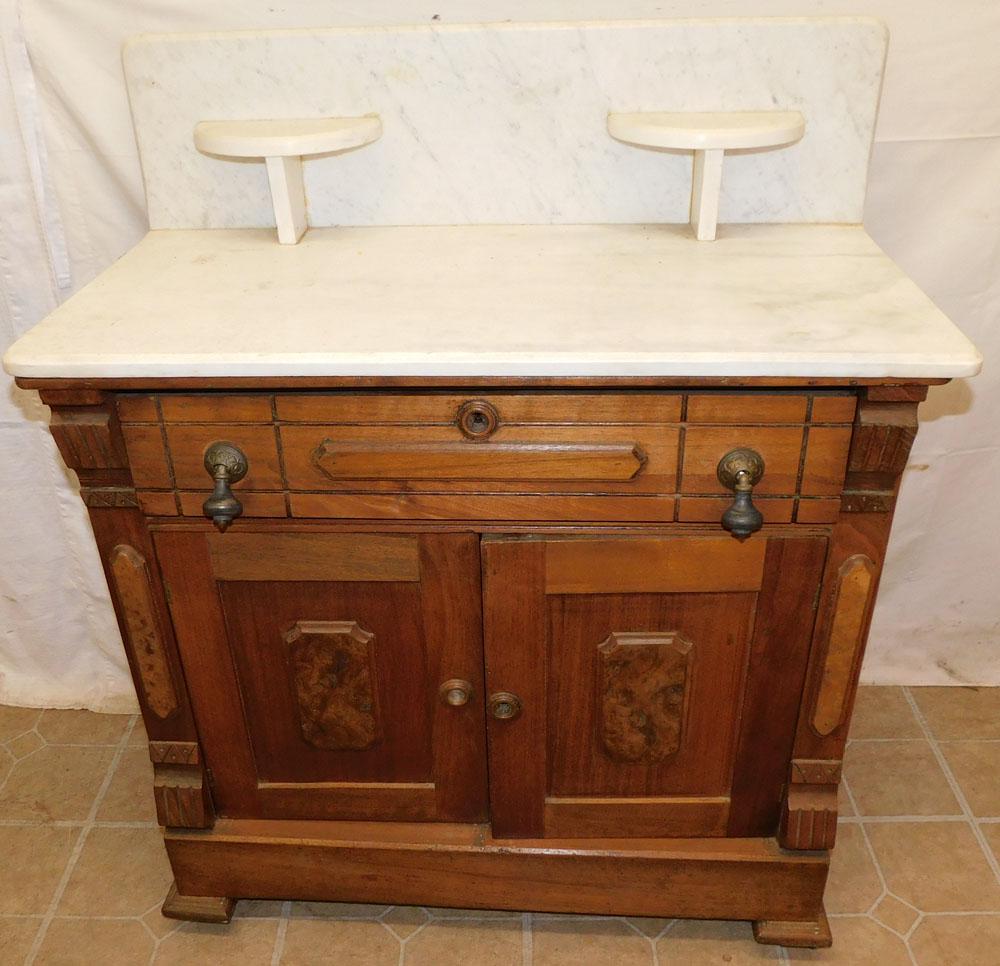 Walnut Victorian Marble Top Washstand (1 of 3)