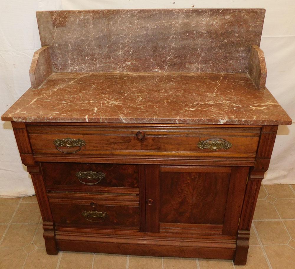 Walnut Victorian Marble Top Washstand (1 of 4)