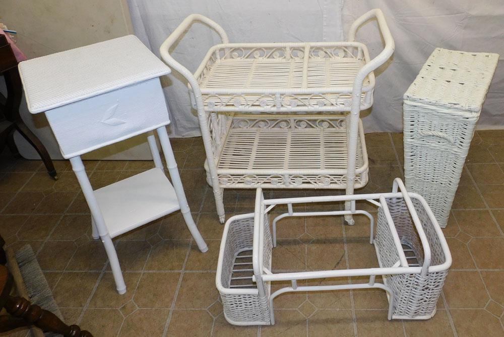 Pntd Bamboo Lift Top Stand, Wicker Tea Cart, Waste Basket, & Table Top Organizer (1 of 2)