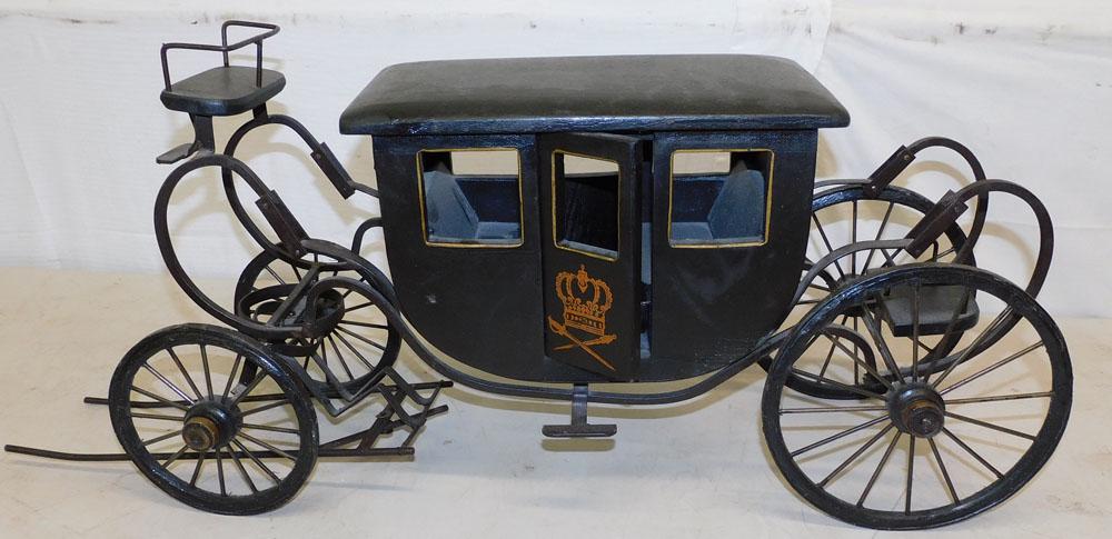 Painted Wood & Metal Carriage: Painted Wood & Metal Carriage. 32 1/2" L 14 1/2" H