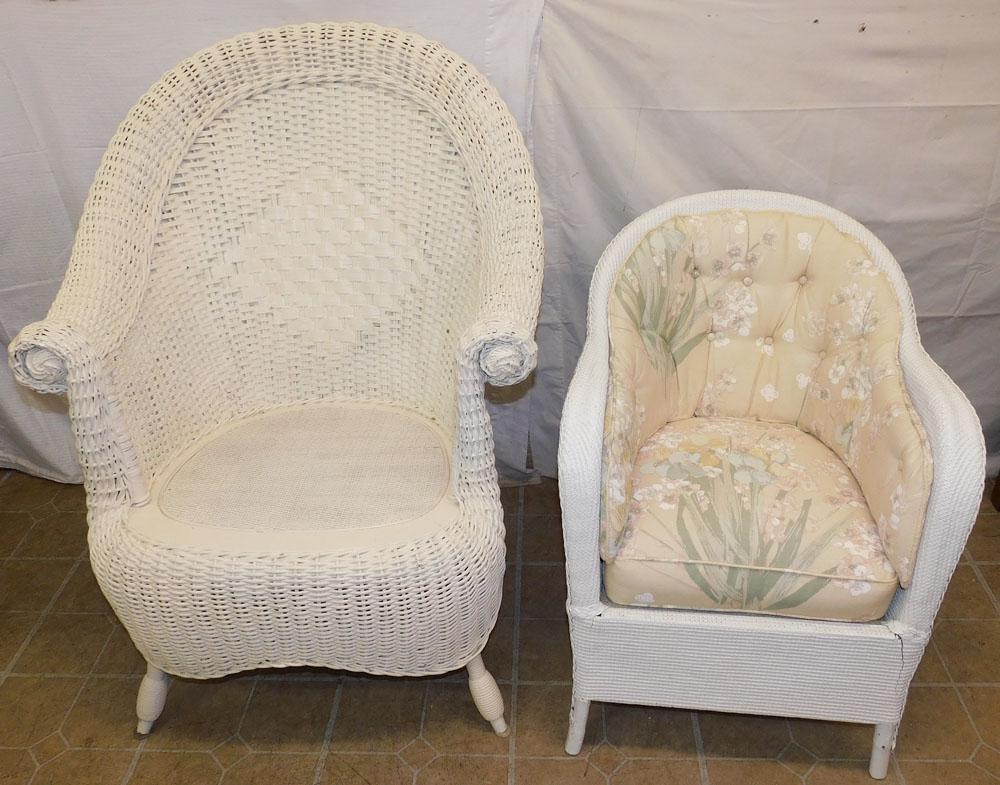 2 Painted Wicker Arm Chairs (1 of 3)