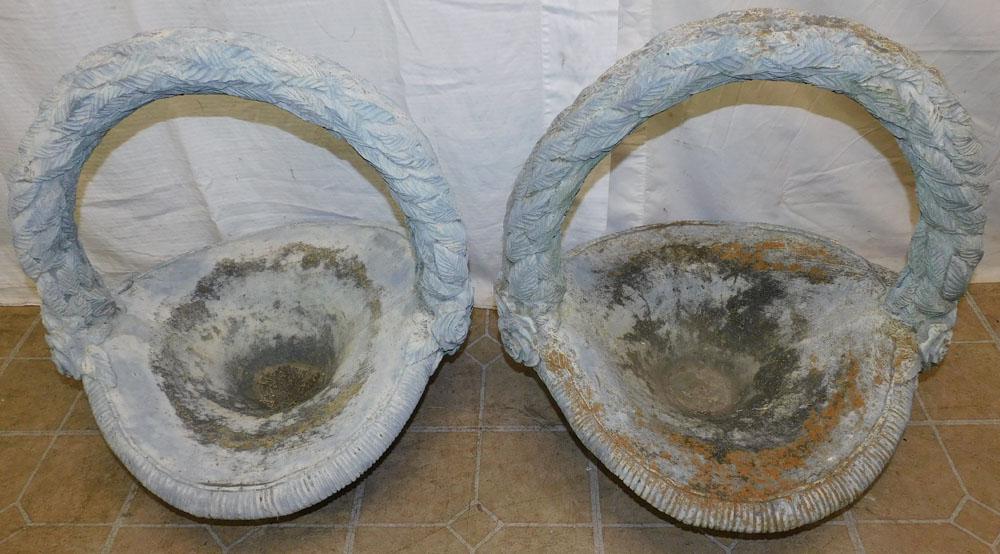Pair of Concrete Basket Planters (1 of 3)