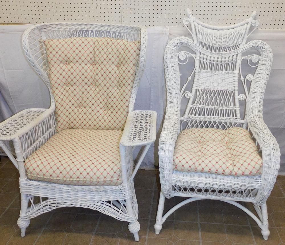 2 Painted Wicker Arm Chairs (1 of 4)