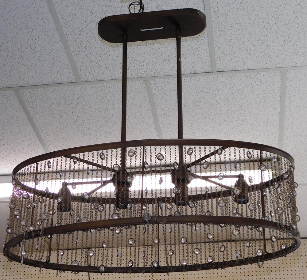 Painted Metal & Crystal 4 Light Chandelier (1 of 1)