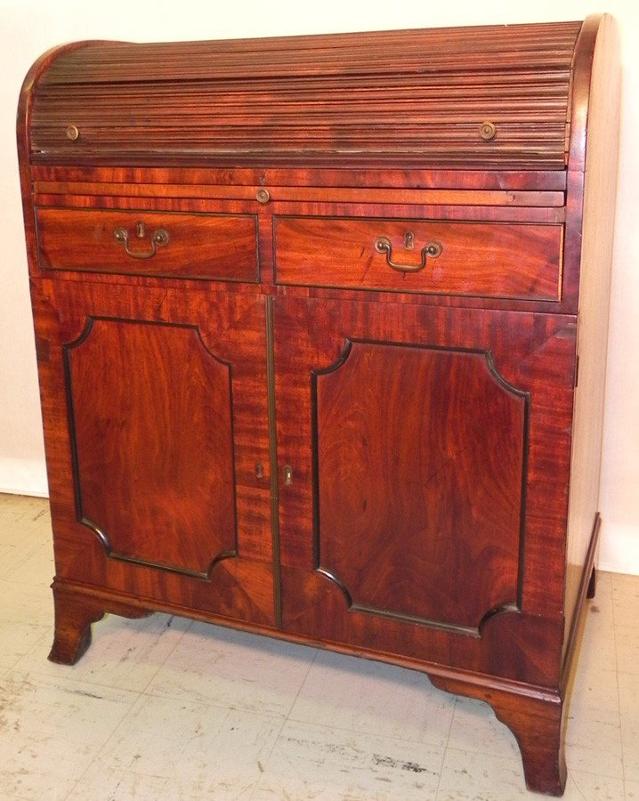 19th century Tambour top Hepplewhite desk.: 19th century Tambour top Hepplewhite desk. 30" wide x 21 1/2" deep x 38" tall.