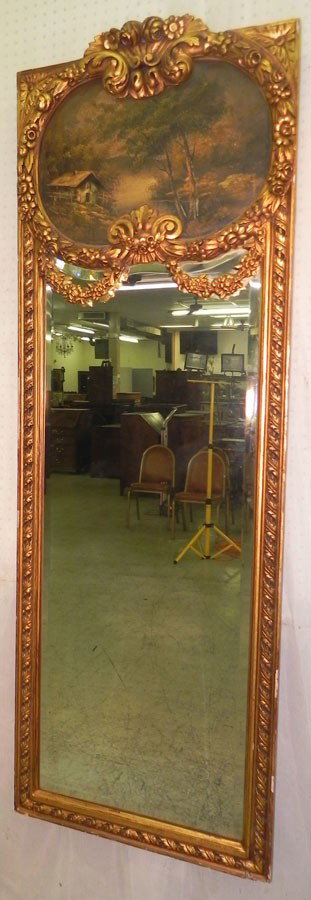 Turn of the century French trumeau mirror.: Turn of the century French trumeau mirror. 24" wide x 70" tall.