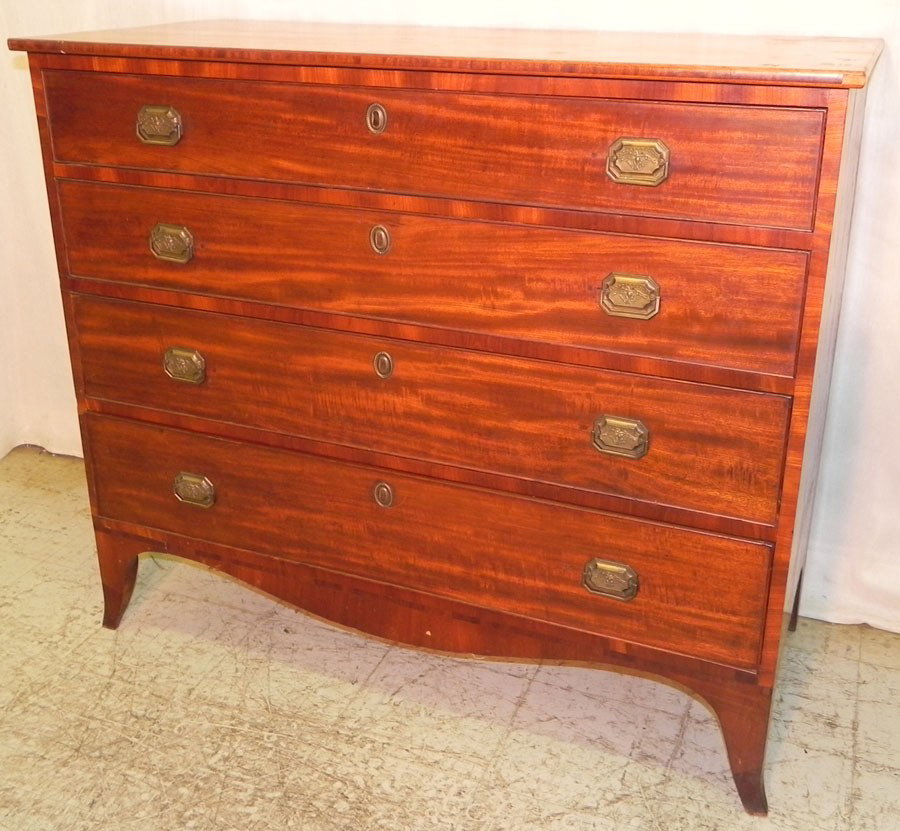 American cherry Hepplewhite chest, circa 1800. : American cherry Hepplewhite chest with original feet and brasses, circa 1800. 41 1/4" wide x 18 3/4" deep x 36" tall.