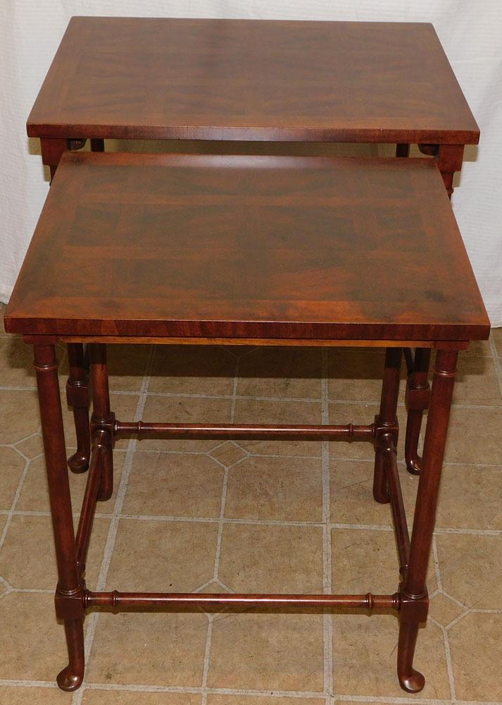 2 Walnut Inlaid Nesting Tables by Baker (1 of 4)