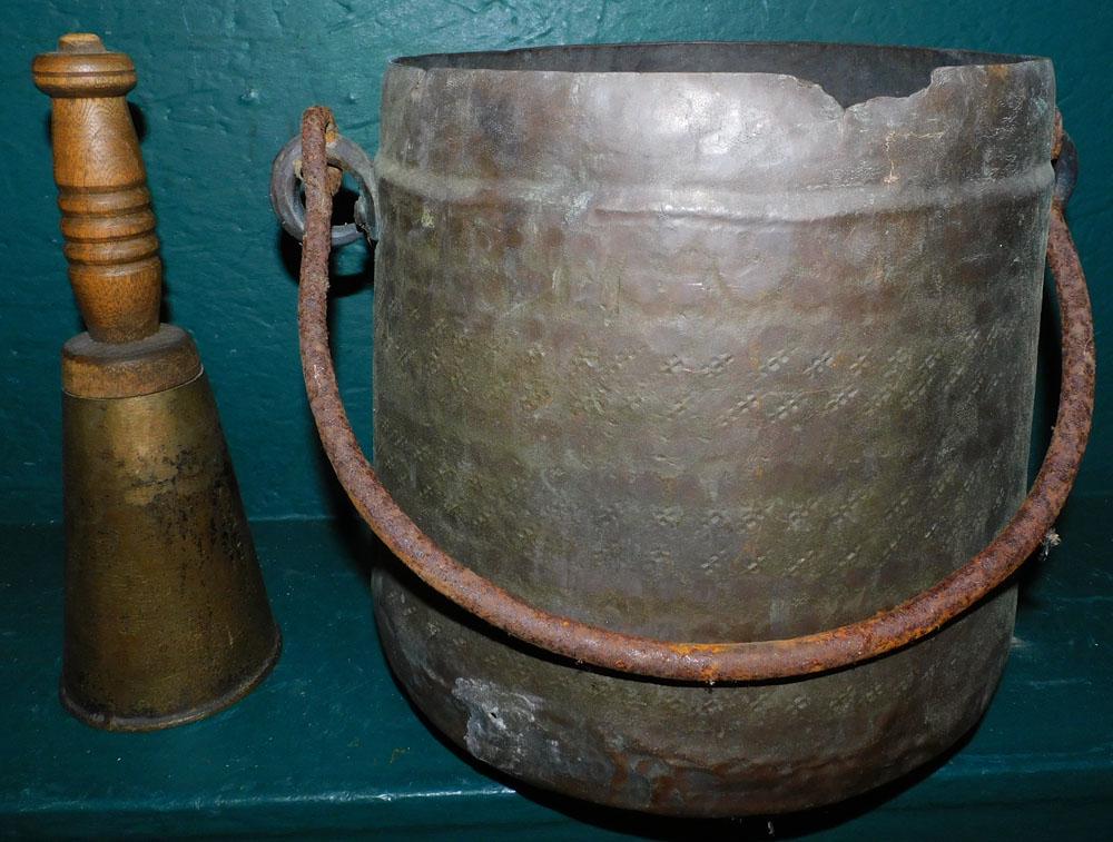 Antique Copper Bucket & Brass Bell (1 of 5)