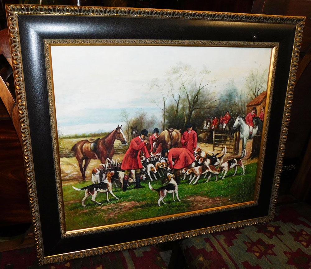 Oil on Canvas Fox Hunt Scene (1 of 3)