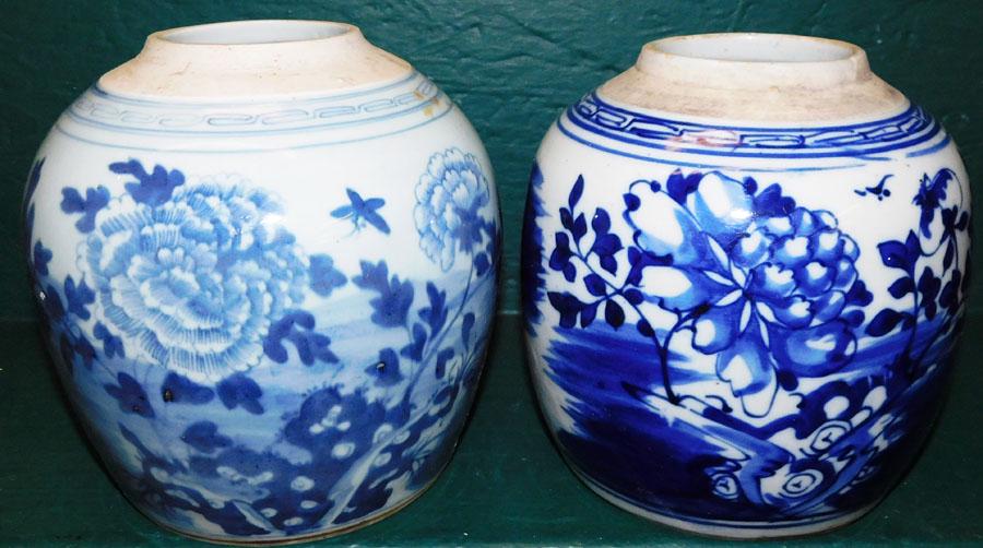 2 Antique Oriental Blue & White Ginger Jars (1 of 3)
