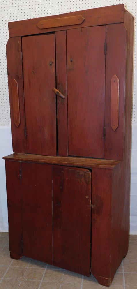 Antique Heart Pine Red Washed Primitive Cupboard (1 of 6)