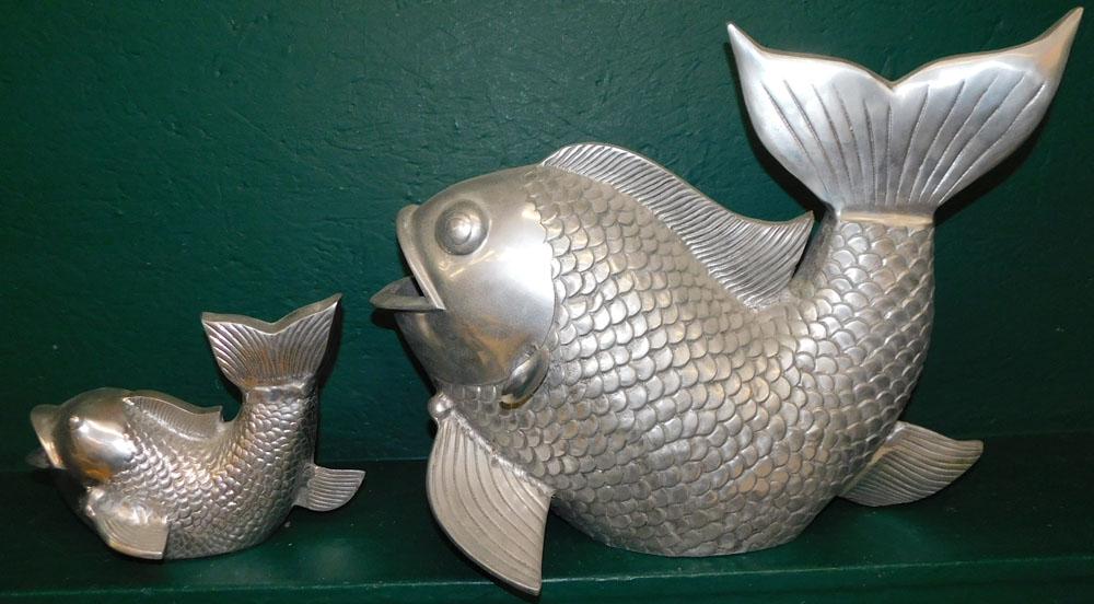 2 Cast Aluminum Figures of Fish (1 of 3)