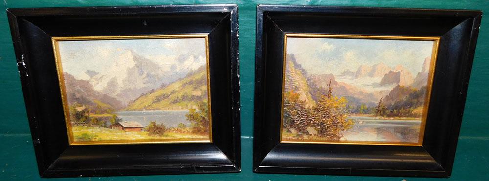 2 Miniature German Oil on Boards of Alpine Scenes (1 of 4)